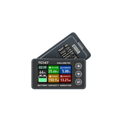 Goede prijs TC147 Shunt Gebaseerde Batterijmonitor 1,47 Inch Kleurenscherm 8-80V 0-150A Eenvoudige Installatie online